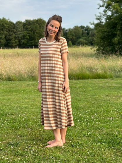 STRIPES Jurk Beige