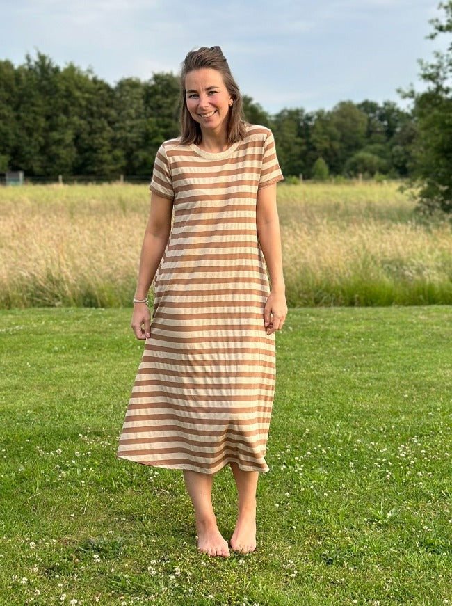 STRIPES Jurk Beige